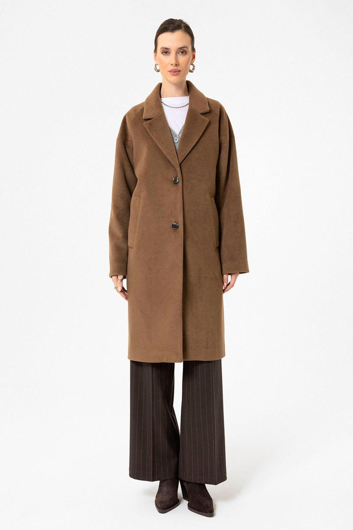 ANT Antioch Coffee Woman Wool Blend Textured Coat - Issaquah