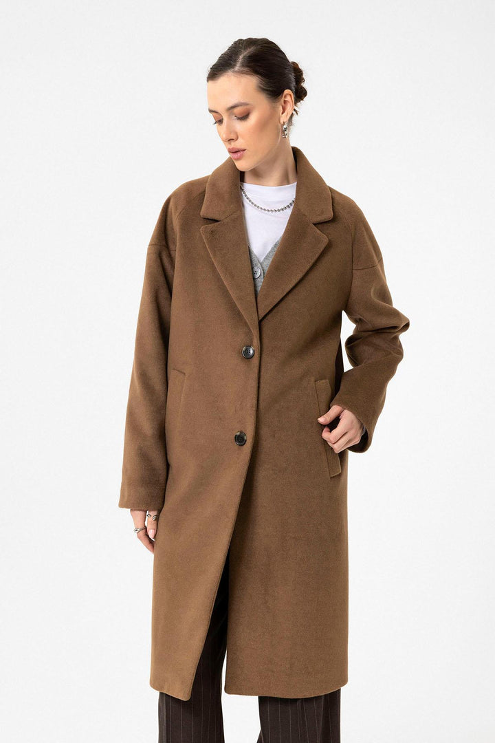 ANT Antioch Coffee Woman Wool Blend Textured Coat - Issaquah