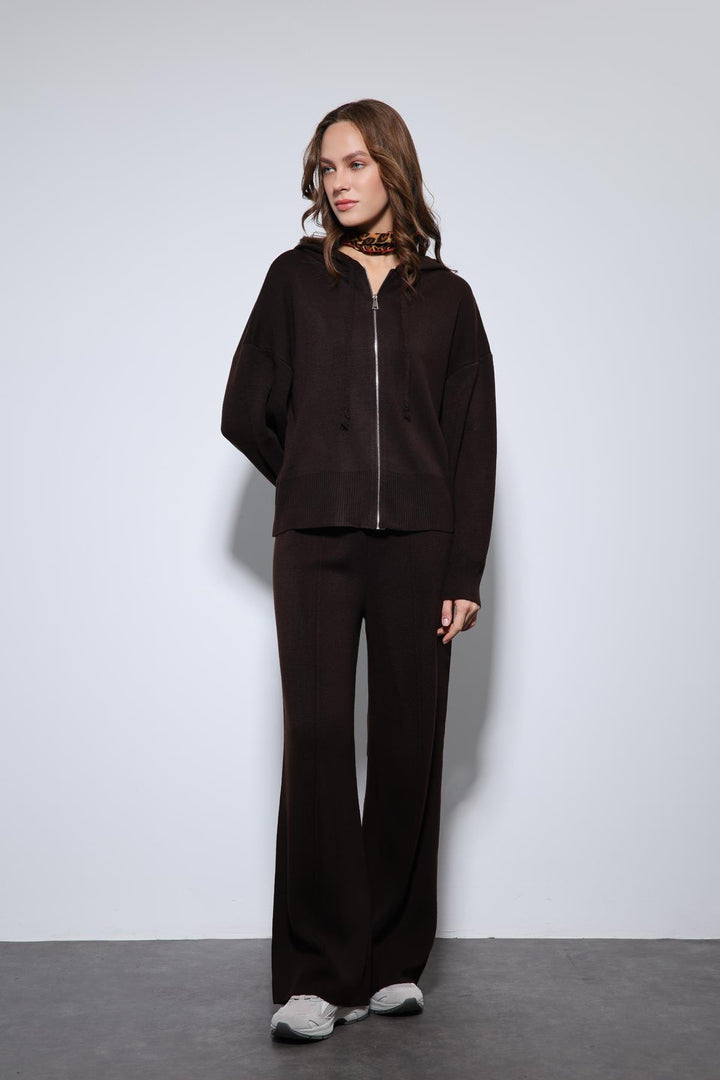 ANT Antioch Coffee Hooded Top and Wide Leg Knit Set - Minneapolis