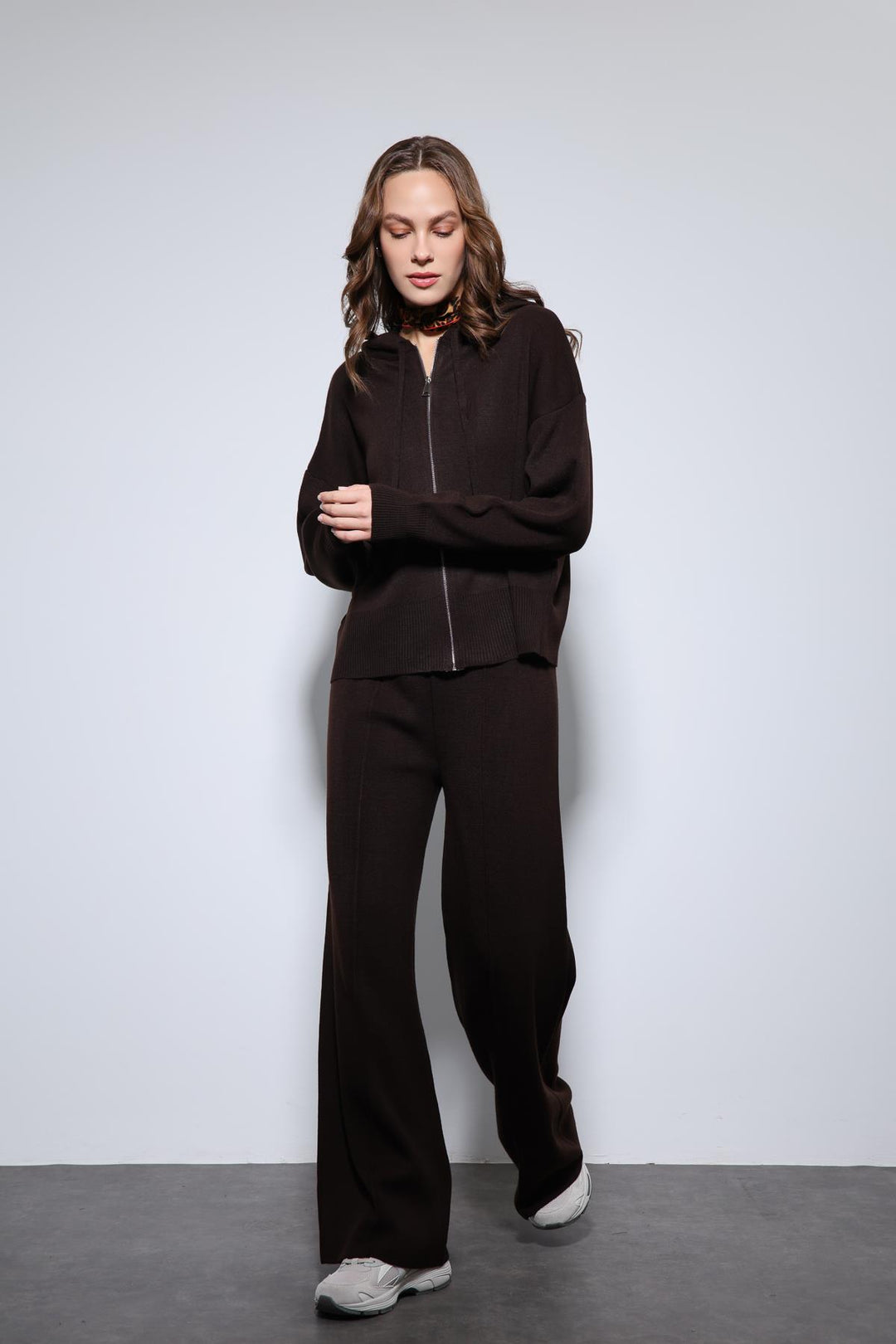 ANT Antioch Coffee Hooded Top and Wide Leg Knit Set - Minneapolis