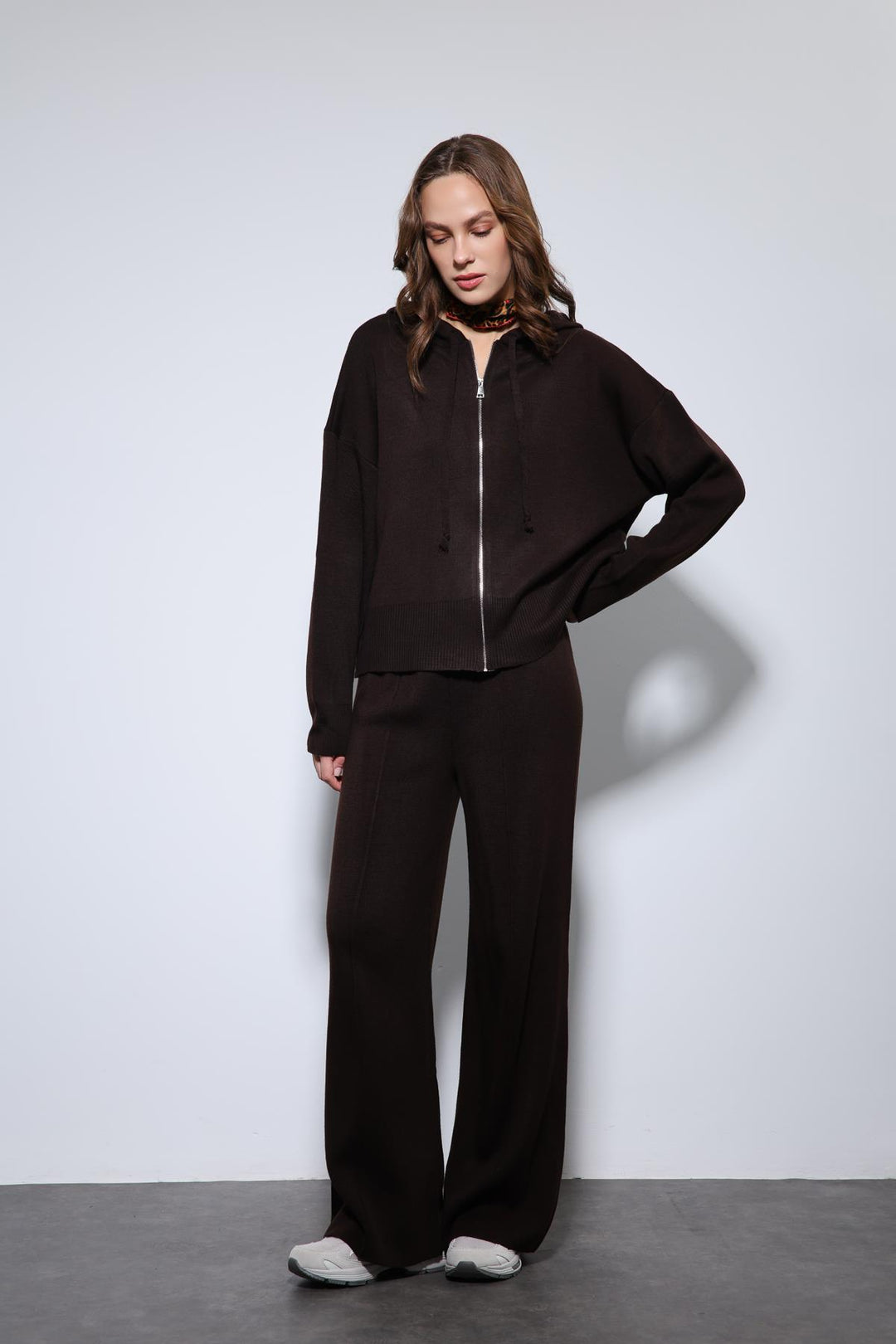 ANT Antioch Coffee Hooded Top and Wide Leg Knit Set - Minneapolis