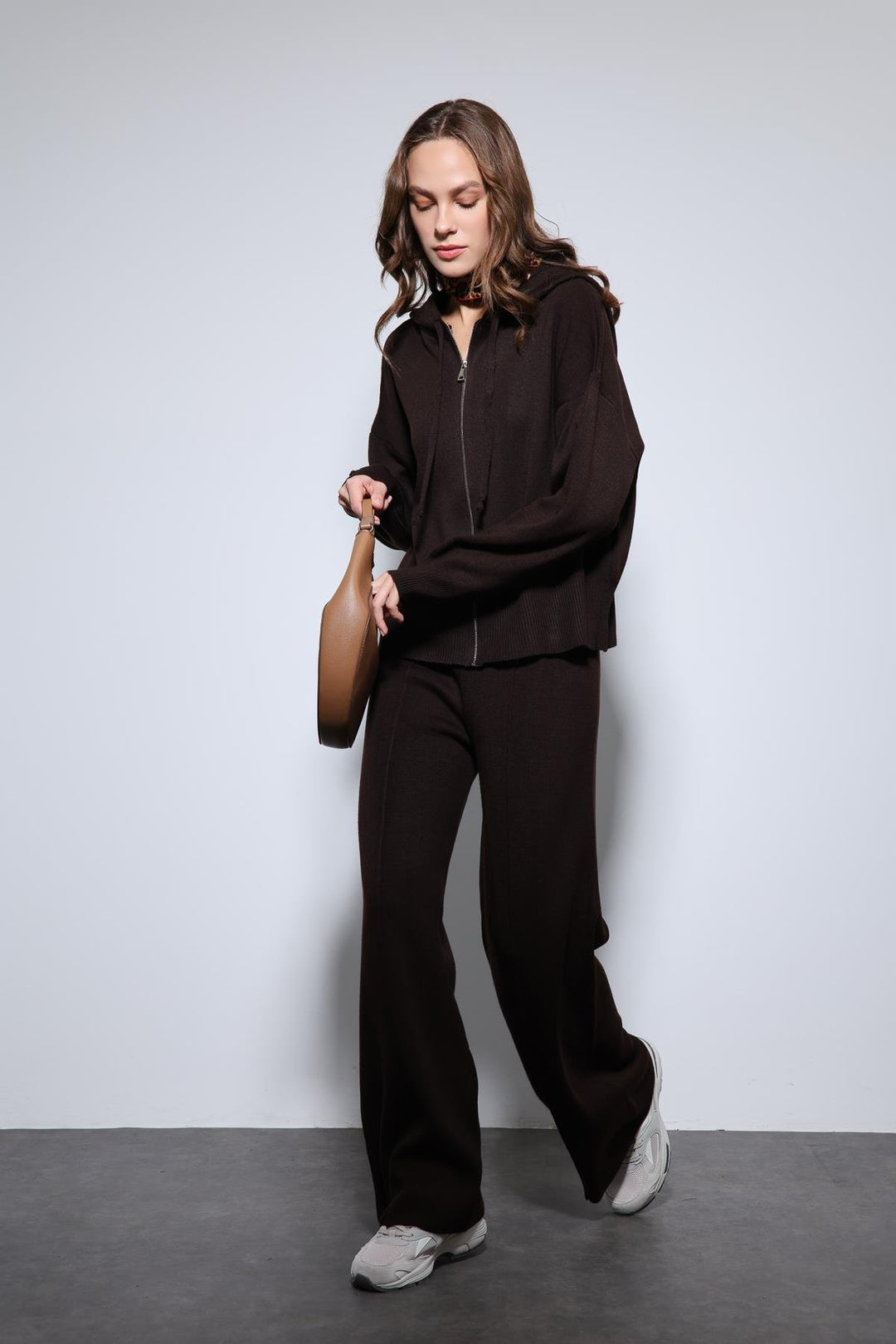 ANT Antioch Coffee Hooded Top and Wide Leg Knit Set - Minneapolis