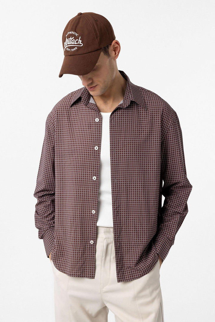 ANT Antioch Coffee Checkered Men's Relaxed Fit Shirt - Seattle