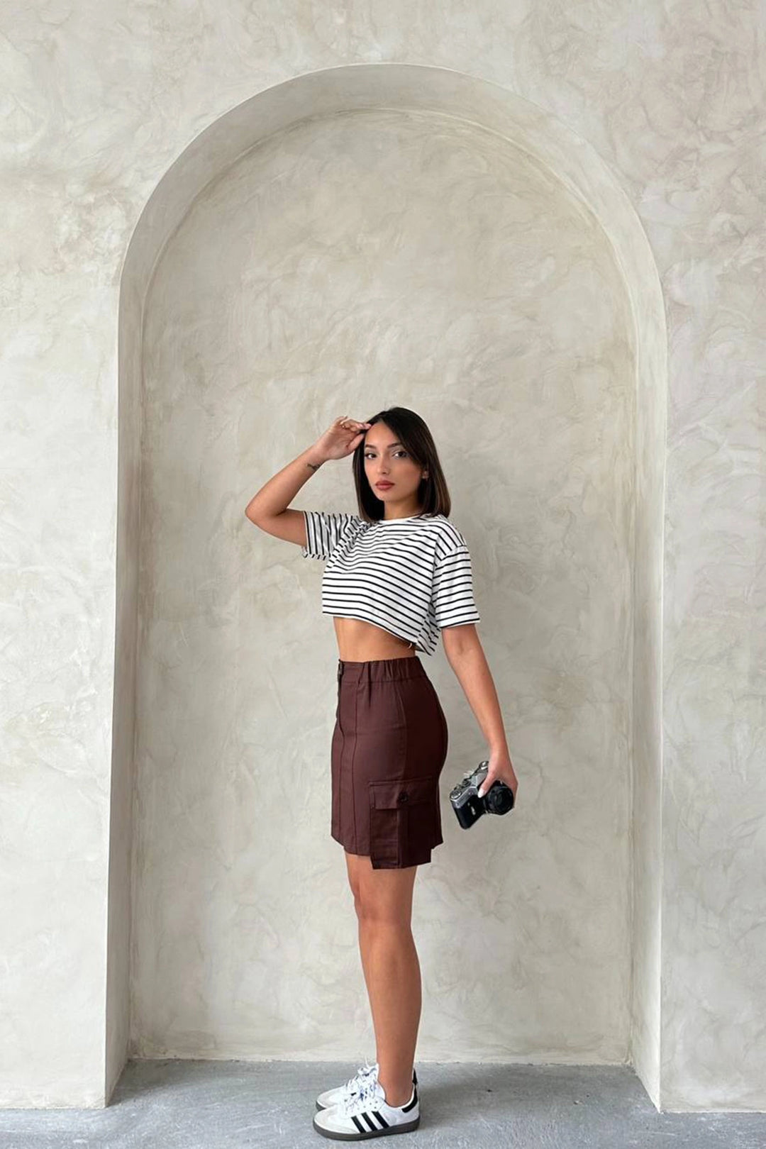 Coffee Cargo Pocket Woven Skirt BCHN-2525020 - Mansfield