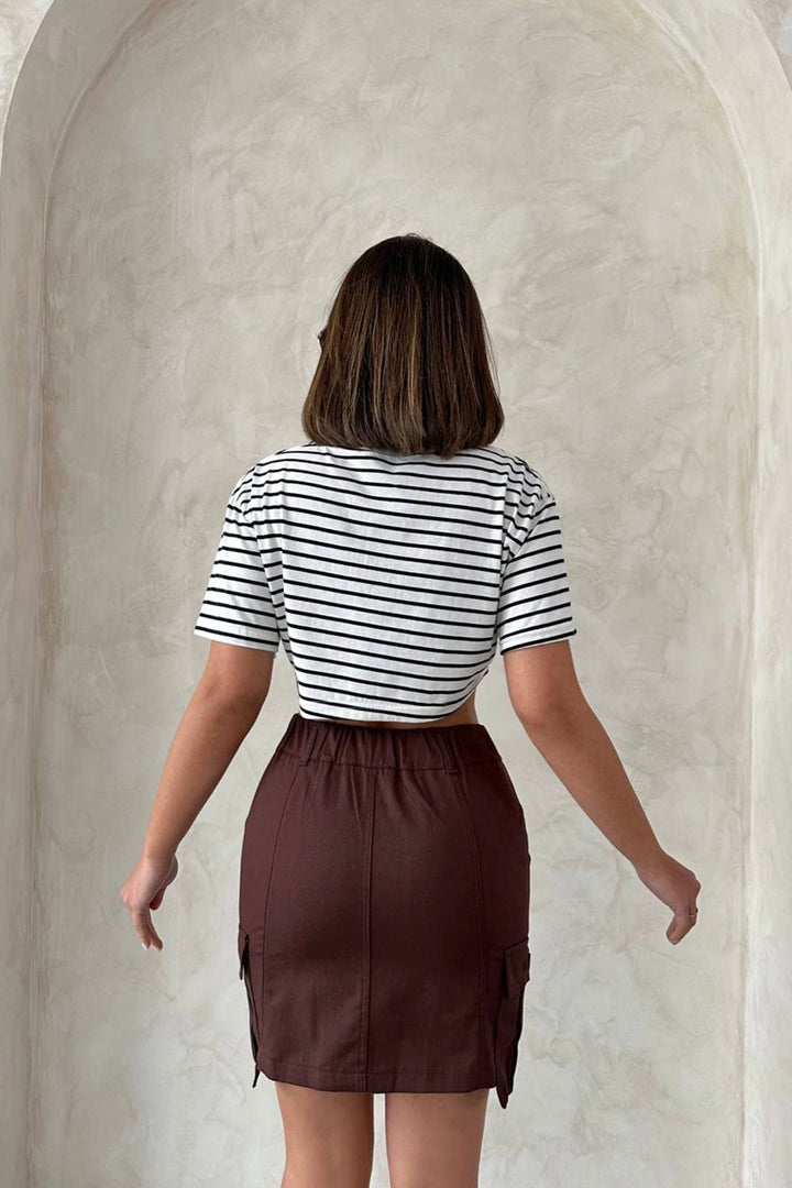 Coffee Cargo Pocket Woven Skirt BCHN-2525020 - Mansfield