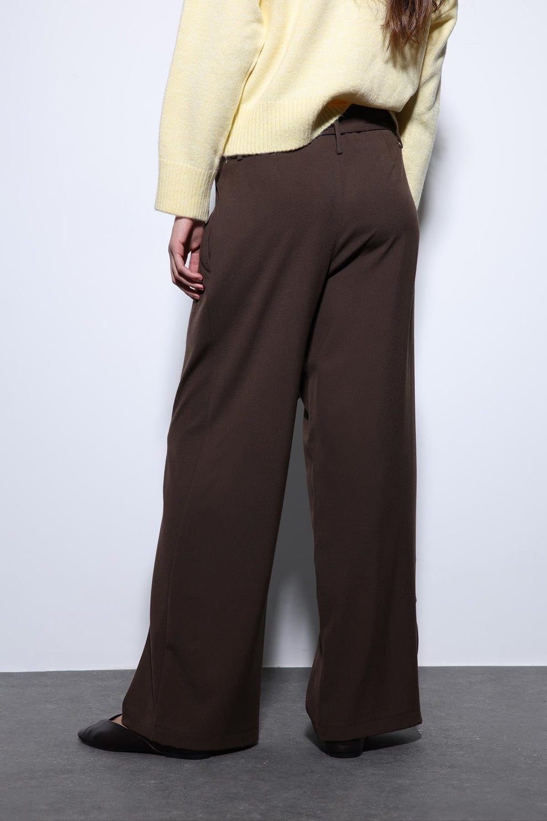 ANT Antioch Coffee Belted Pleated Wide Leg Women's Pants - Carmen