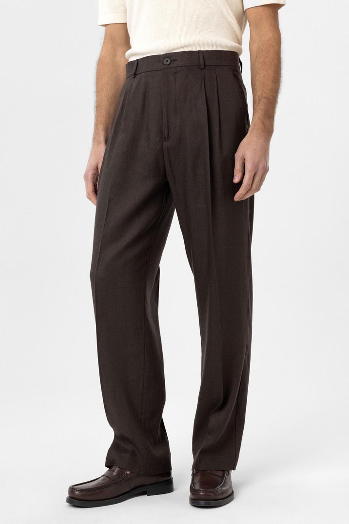 ANT Antioch Kahve Keten Karışımlı Erkek Baggy Pantolon - Piedras Negras