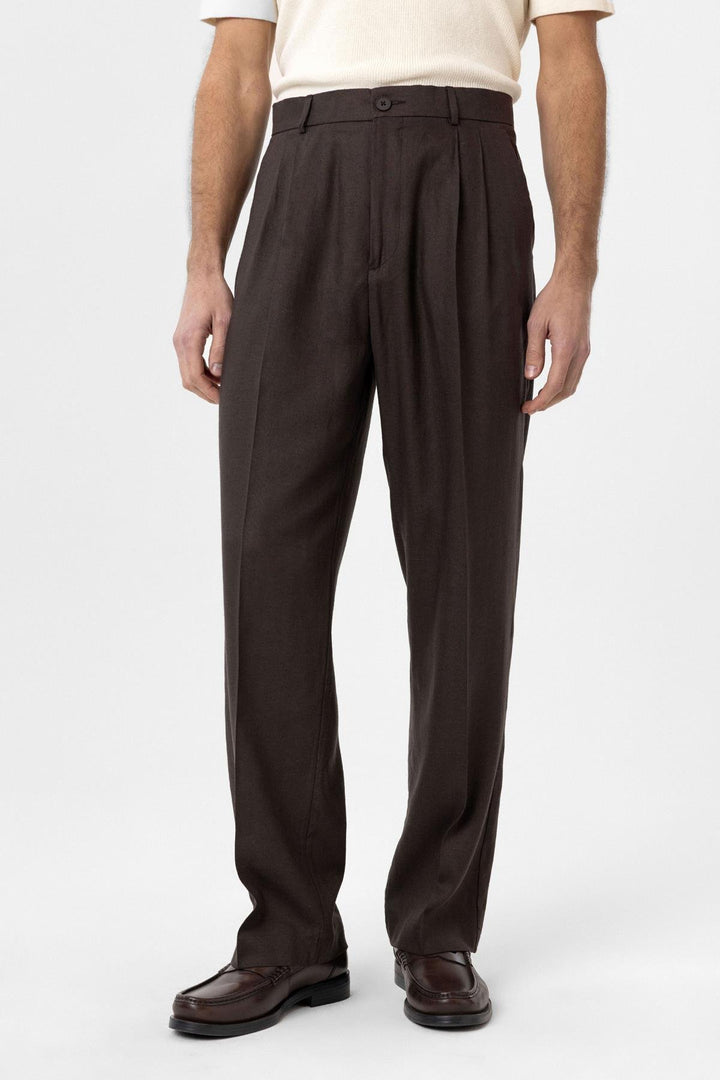 ANT Antioch Kahve Keten Karışımlı Erkek Baggy Pantolon - Piedras Negras