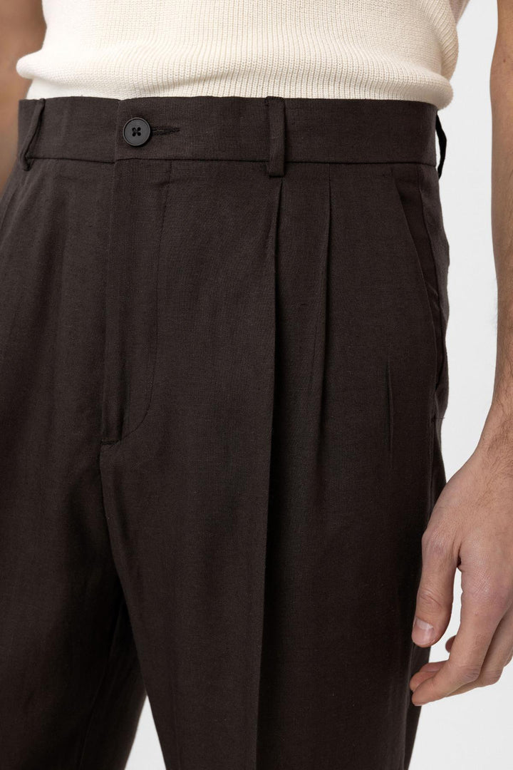 ANT Antioch Kahve Keten Karışımlı Erkek Baggy Pantolon - Piedras Negras