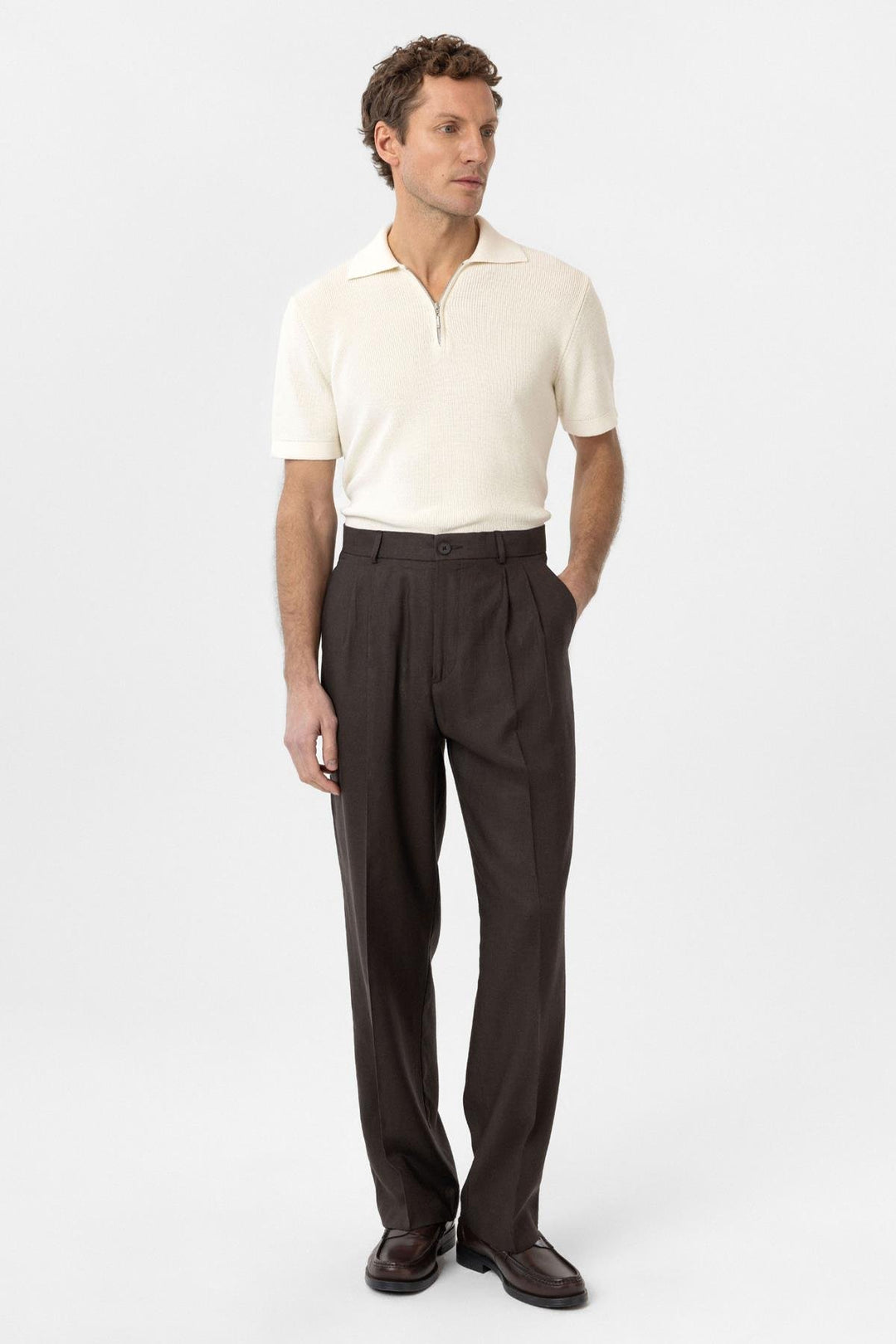 ANT Antioch Kahve Keten Karışımlı Erkek Baggy Pantolon - Piedras Negras