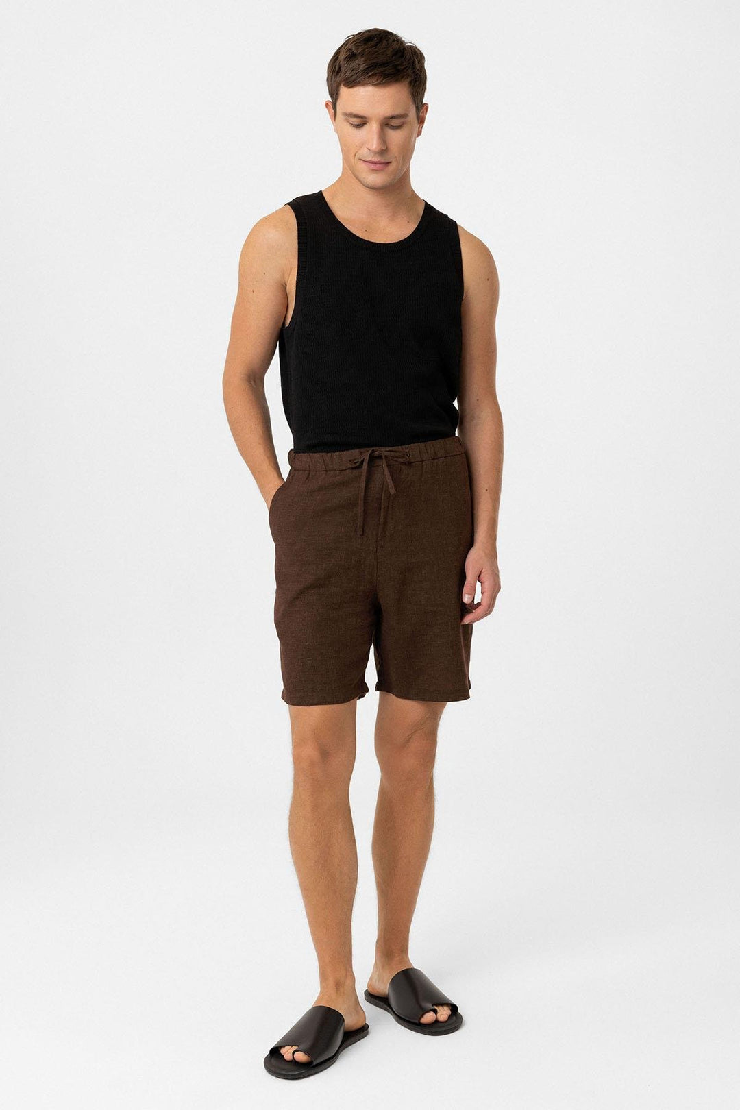 ANT Antioch Coffee Linen Blend Men's Shorts - Sesimbra