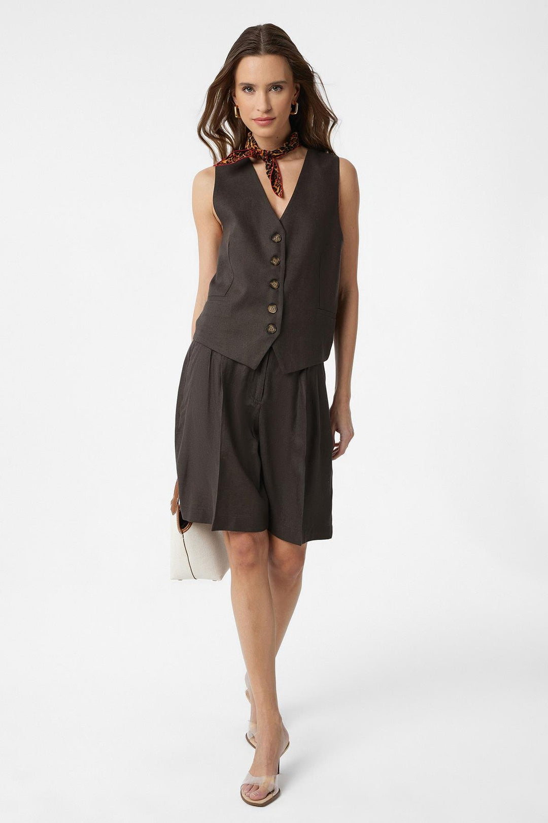 ANT Antioch Coffee Linen Blend Women's Bermuda Shorts - Dachau