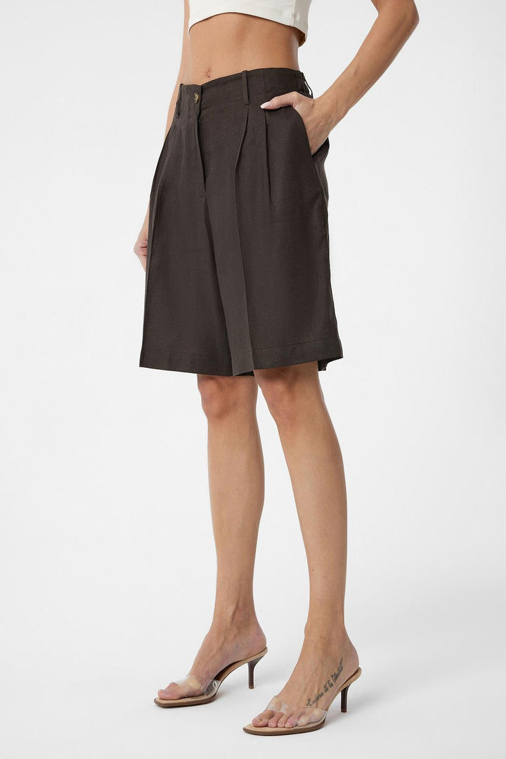 ANT Antioch Coffee Linen Blend Women's Bermuda Shorts - Dachau
