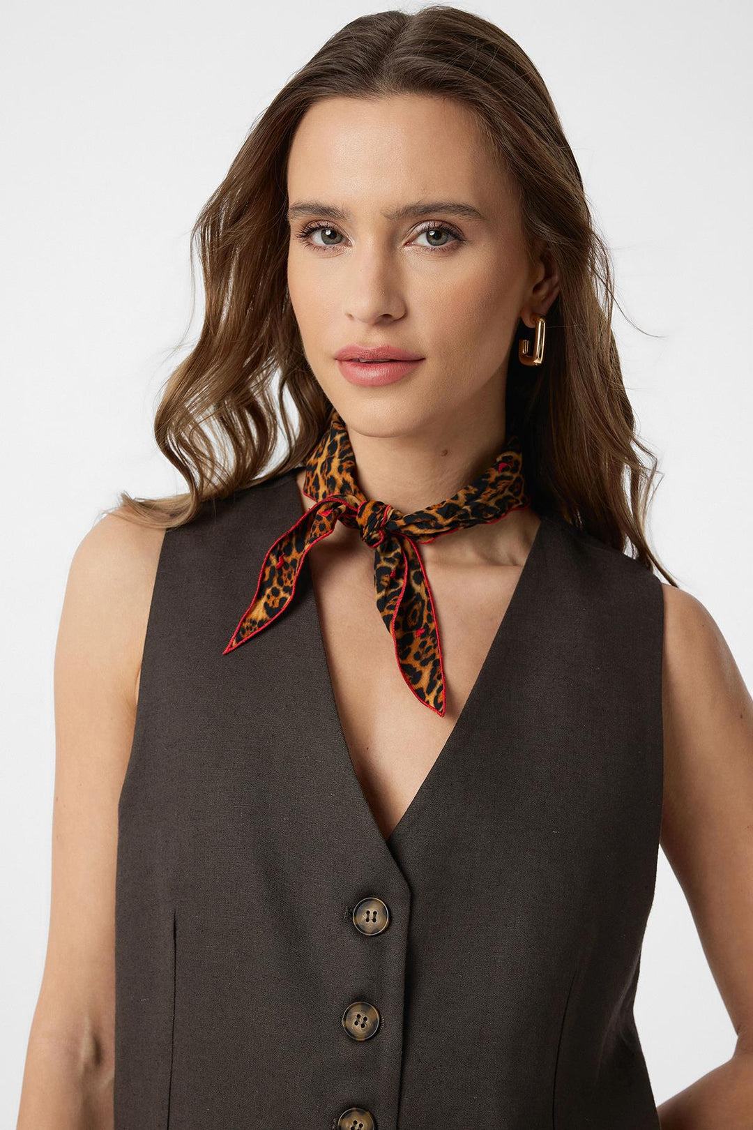 ANT Antioch Coffee Linen Blend Women's Tailored Vest - Greenville