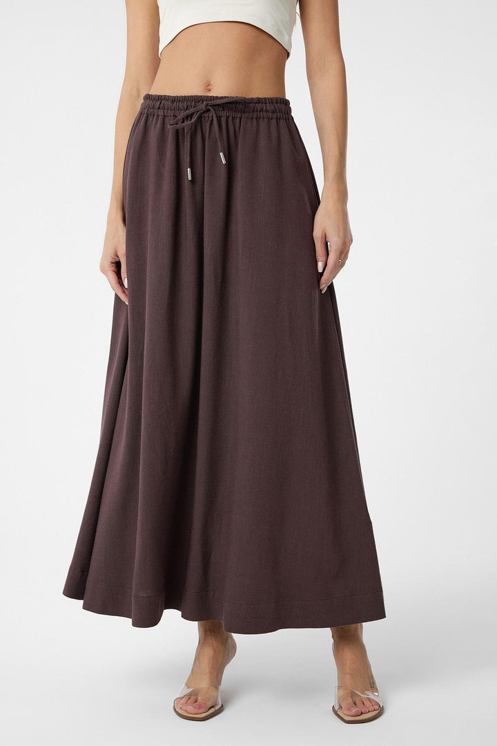 ANT Antioch Coffee Linen Blend Women's Long Skirt - Eagle Mountain