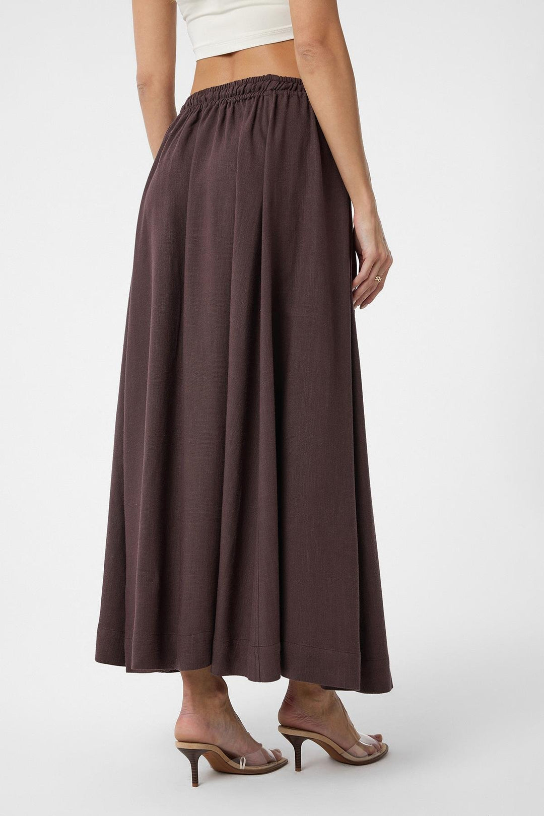 ANT Antioch Coffee Linen Blend Women's Long Skirt - Eagle Mountain