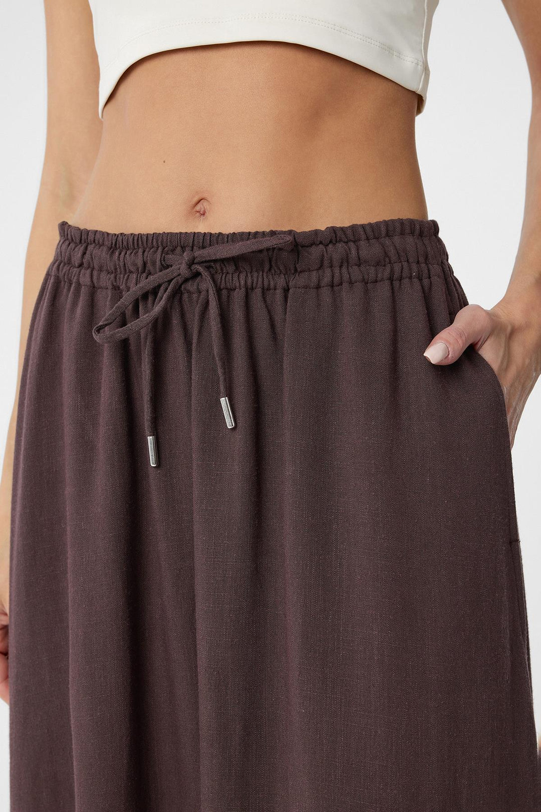 ANT Antioch Coffee Linen Blend Women's Long Skirt - Eagle Mountain