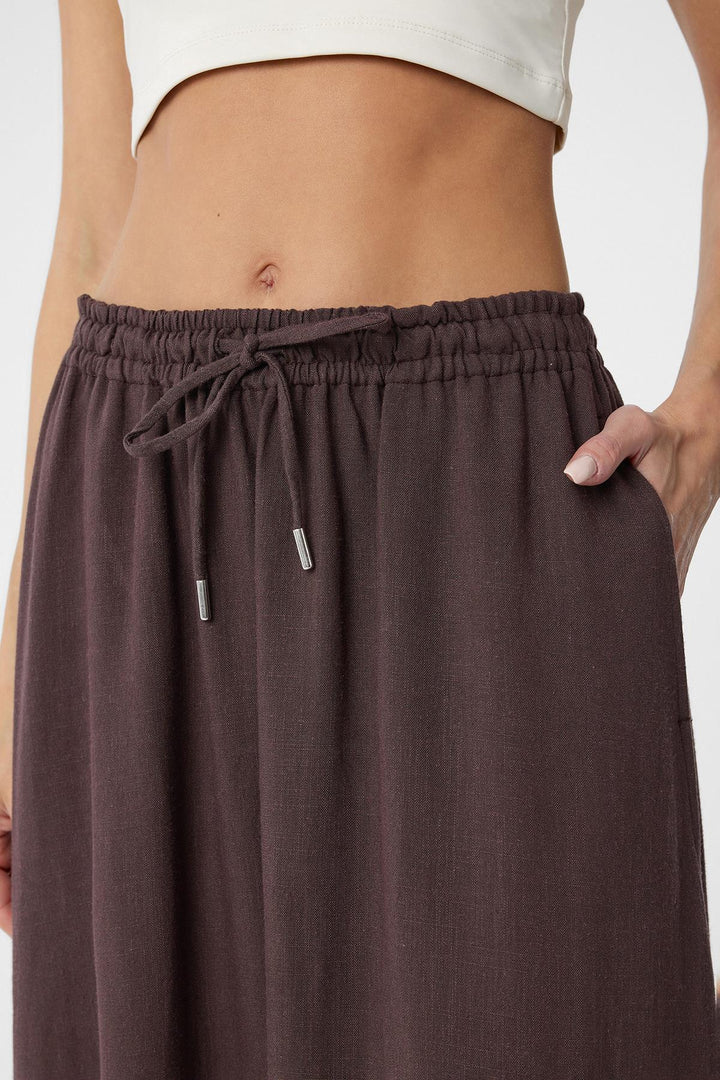ANT Antioch Coffee Linen Blend Women's Long Skirt - Eagle Mountain