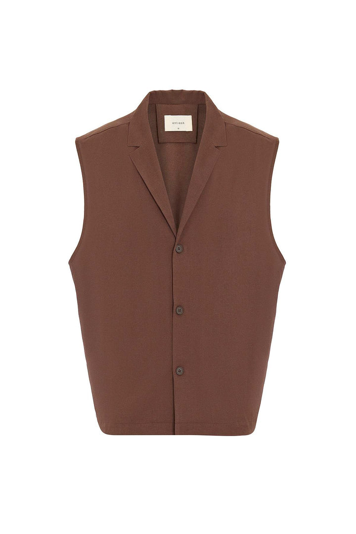 ANT Antioch Coffee Linen Blend Sleeveless Men's Shirt - Leighton Buzzard
