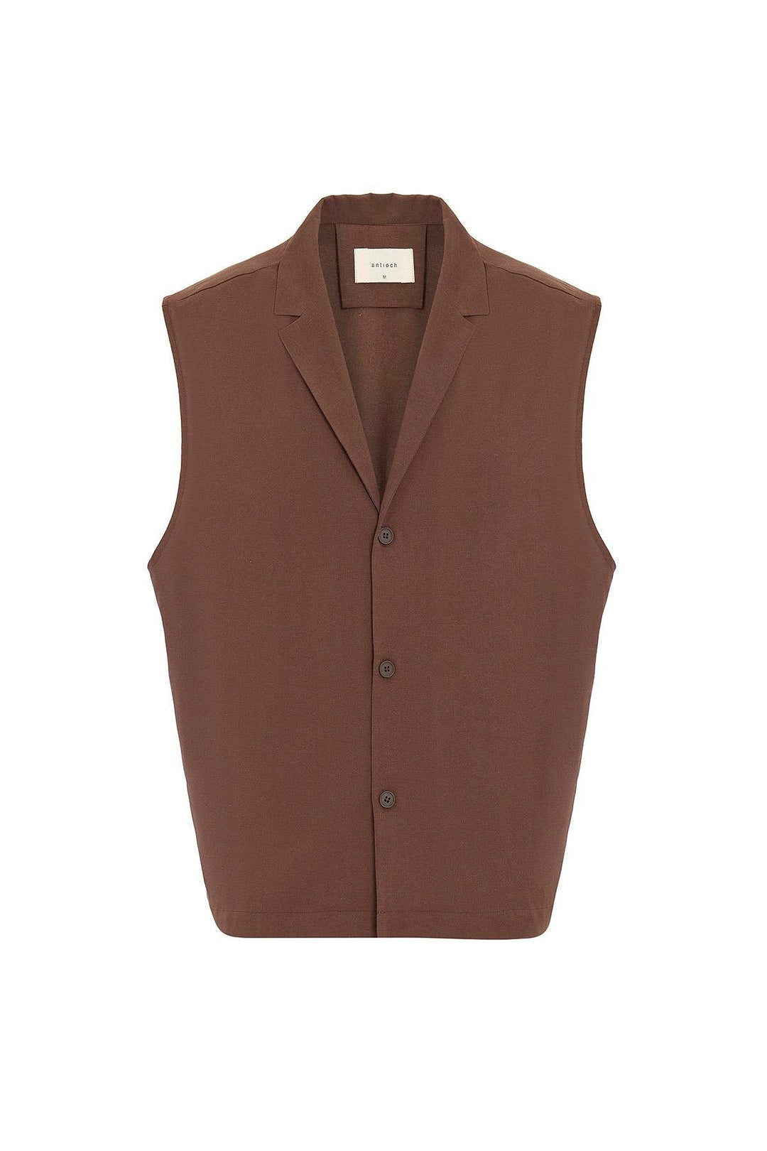 ANT Antioch Coffee Linen Blend Sleeveless Men's Shirt - Temple