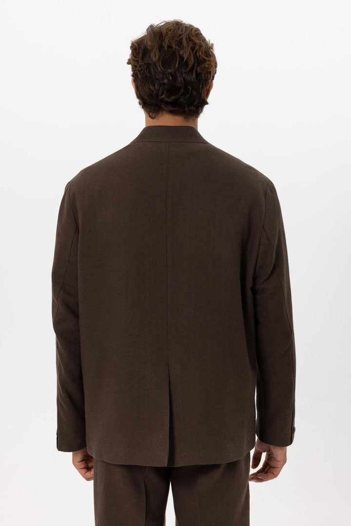 ANT Men's Linen Blend Double-breasted Buttoned Blazer Jacket - Berdiansk