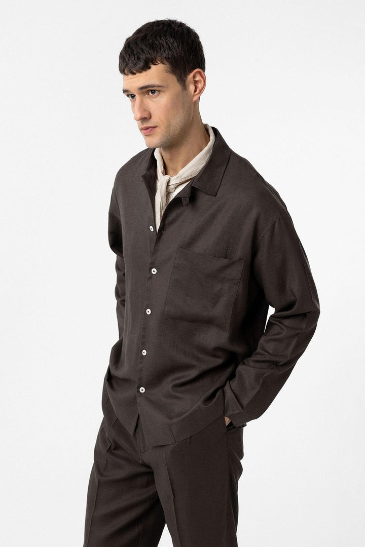 ANT Antioch Coffee Linen Blend Relax Fit Men's Shirt - Gifhorn