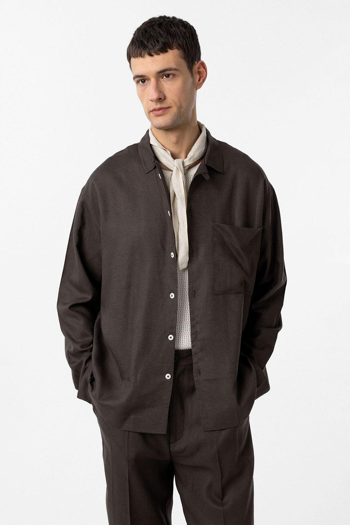 ANT Antioch Coffee Linen Blend Relax Fit Men's Shirt - Gifhorn