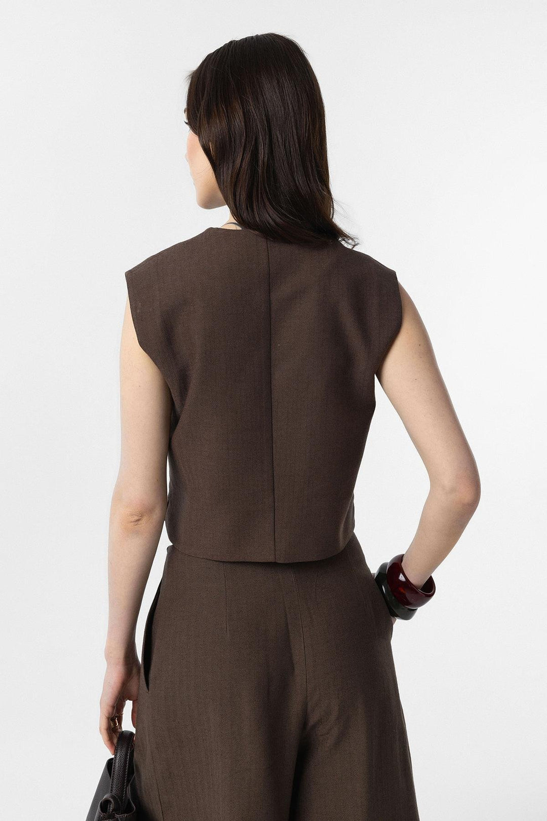 ANT Antioch Coffee Linen Blend Relax Fit Women's Vest - Lowestoft