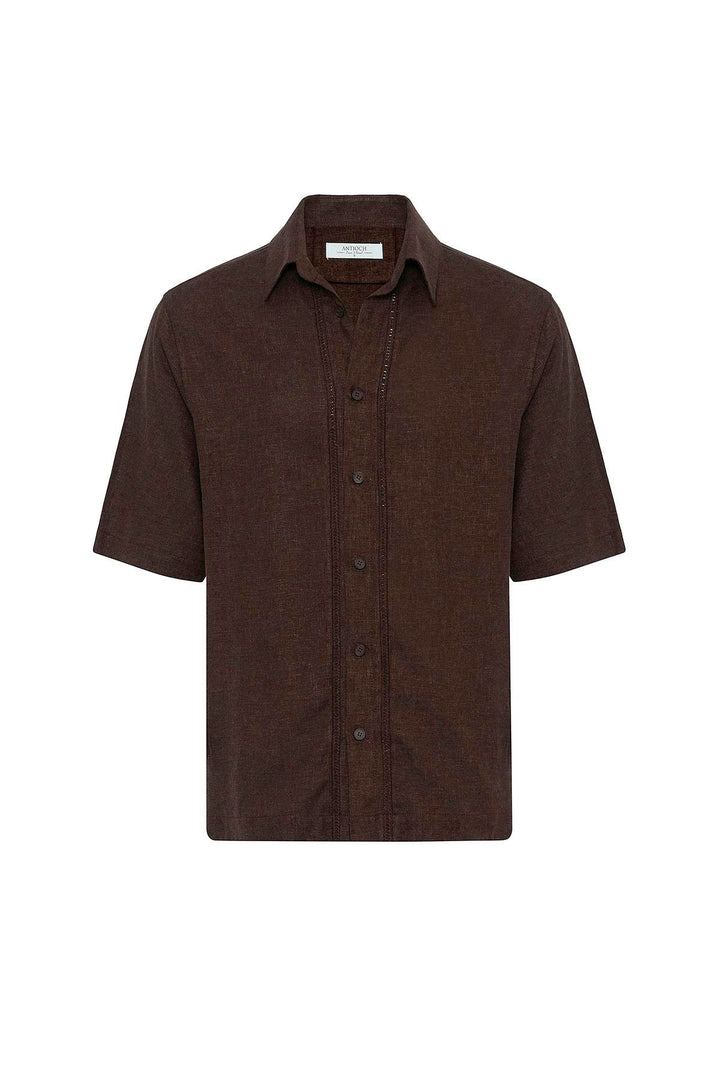 ANT Antioch Coffee Linen Blend Relaxed Fit Men's Shirt - Rechytsa