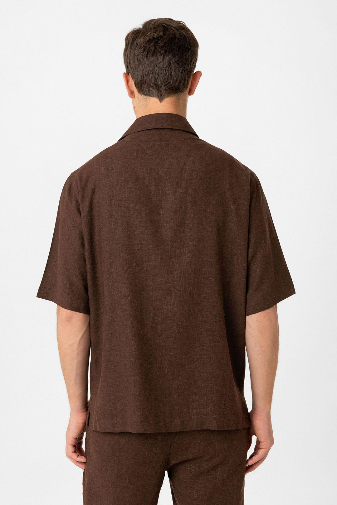 ANT Antioch Kahve Keten Karışımlı Relaxed Erkek Gömlek - Montgomery