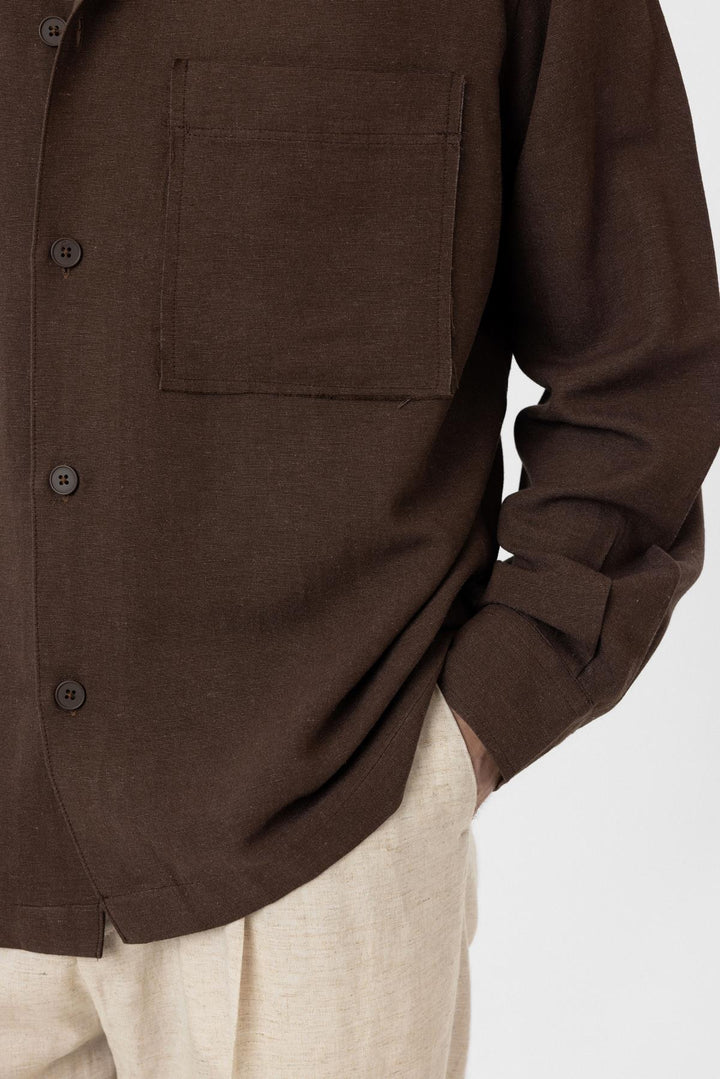 ANT Antioch Coffee Linen Blend Relaxed Fit Men's Shirt - Woonsocket