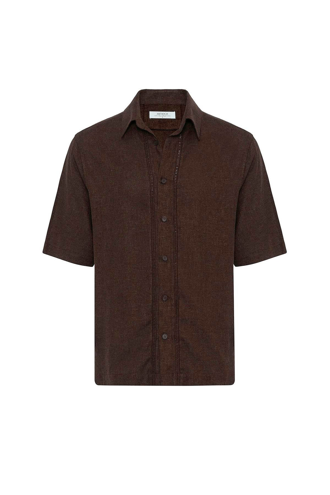 ANT Antioch Kahve Keten Karışımlı Relaxed Erkek Gömlek - Montgomery