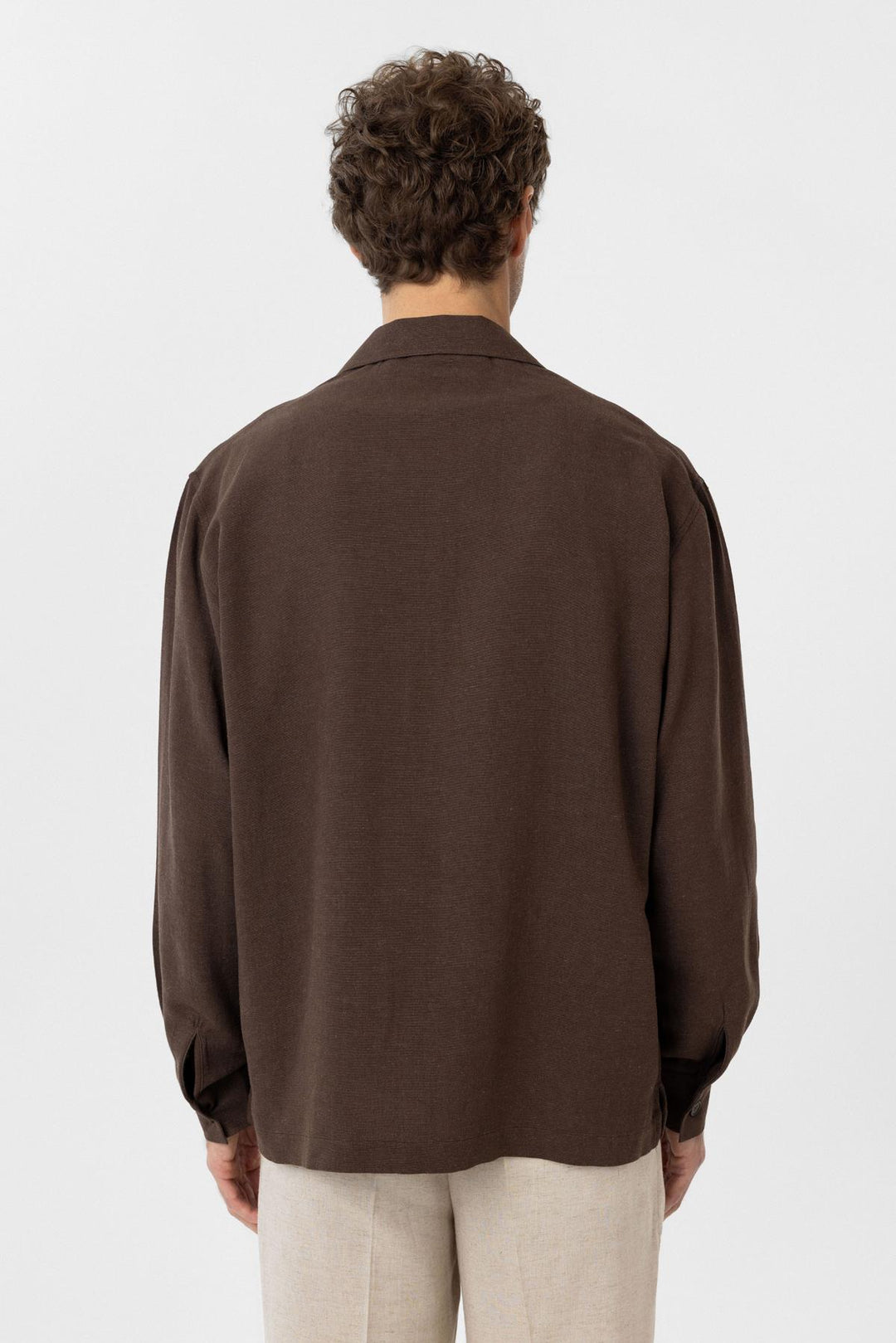 ANT Antioch Coffee Linen Blend Relaxed Fit Men's Shirt - Woonsocket