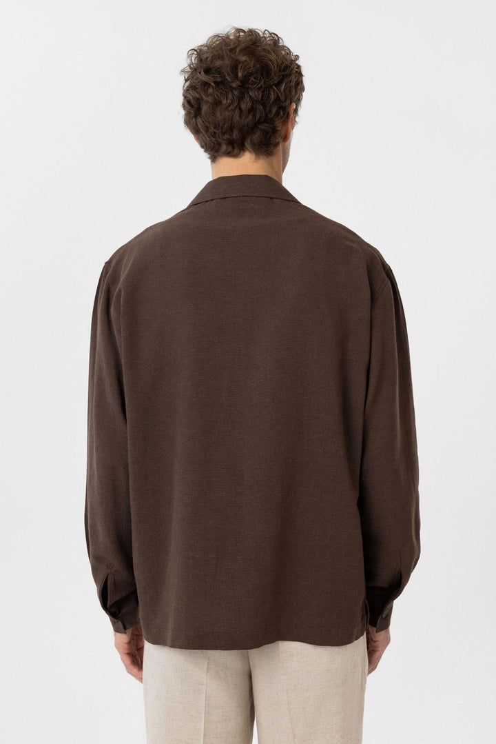 ANT Antioch Coffee Linen Blend Relaxed Fit Men's Shirt - Woonsocket
