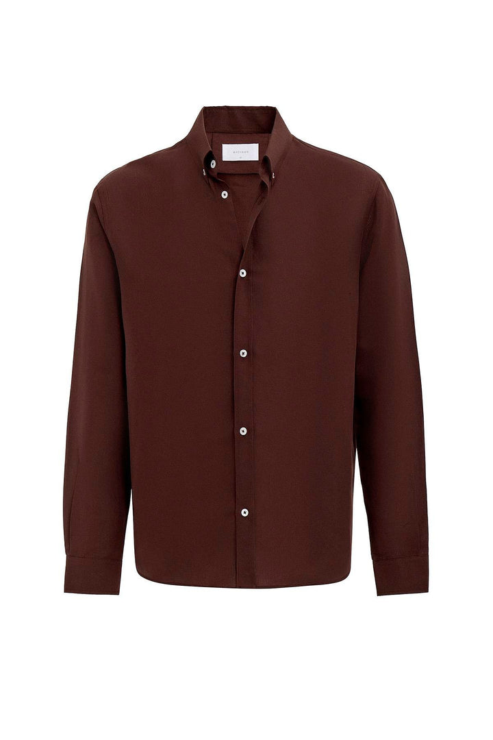 ANT Antioch Coffee Linen Blend Buttoned Men's Shirt - Palmdale