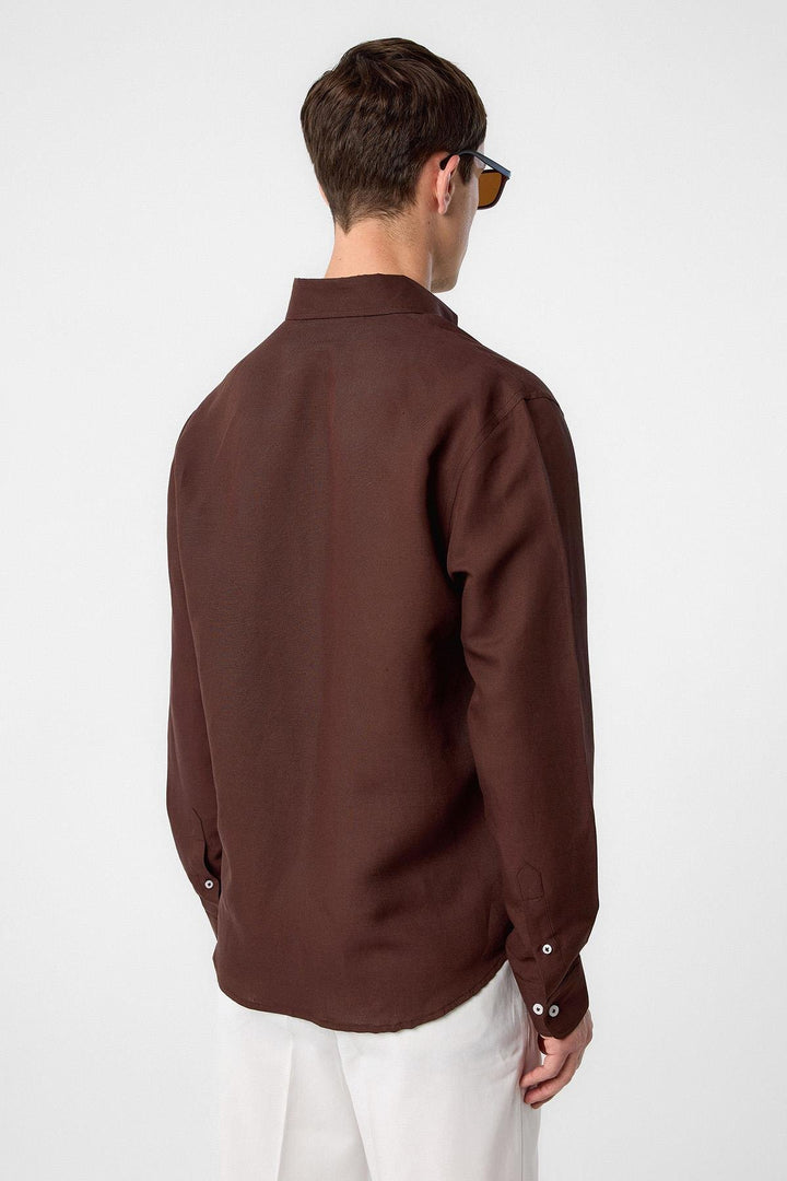 ANT Antioch Coffee Linen Blend Buttoned Men's Shirt - Palmdale
