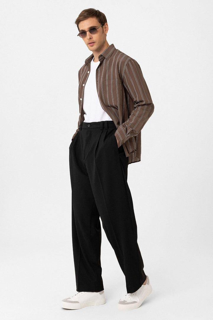 ANT Antioch Coffee Contrast Striped Men's Shirt - Fontana