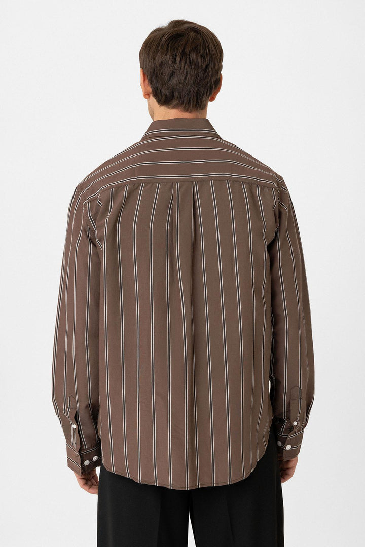ANT Antioch Coffee Contrast Striped Men's Shirt - Fontana