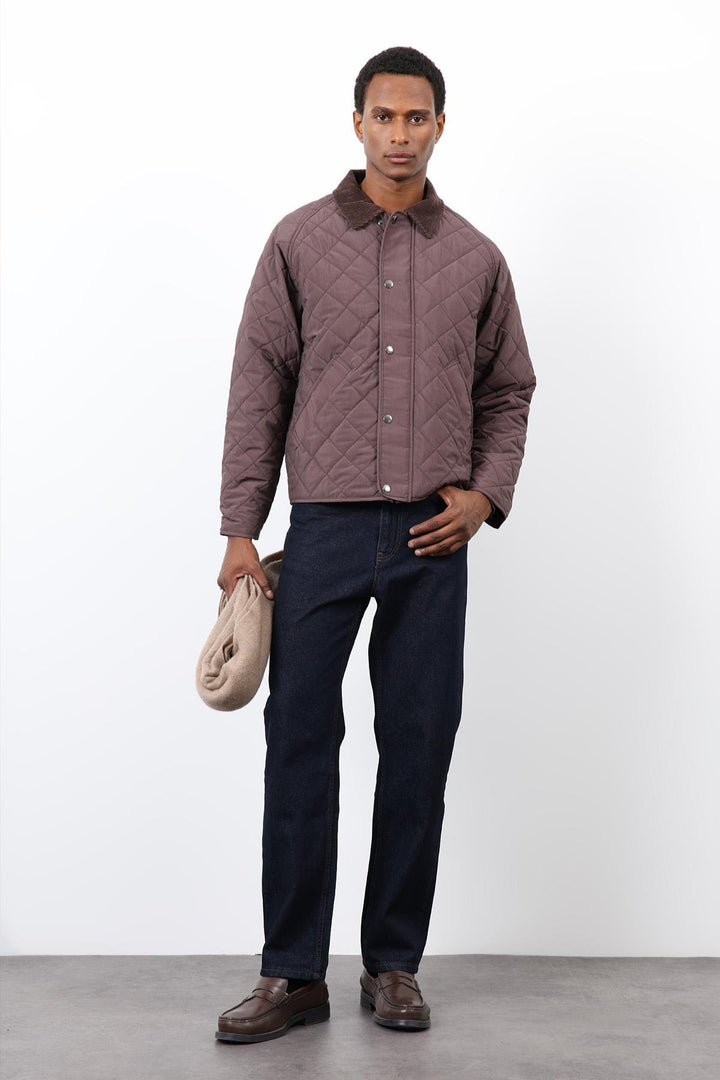 ANT Antioch Coffee Contrast Collar Baklava Pattern Men's Jacket - Marietta