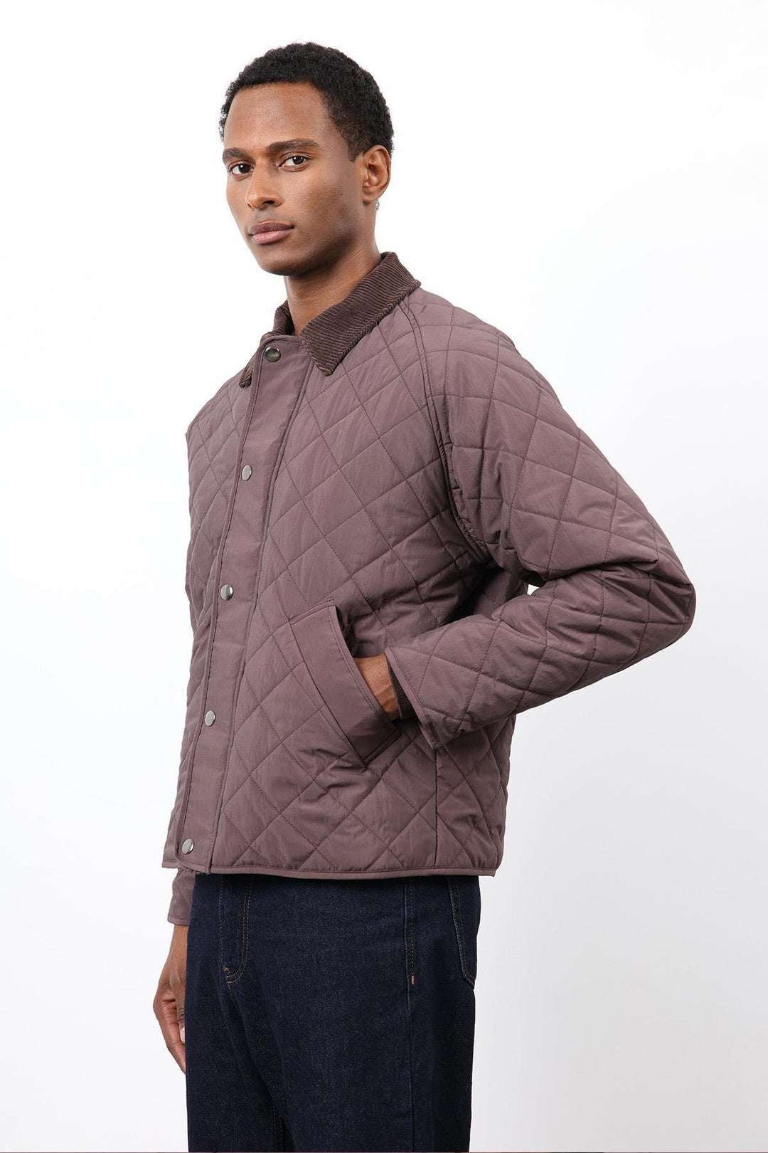 ANT Antioch Coffee Contrast Collar Baklava Pattern Men's Jacket - Marietta