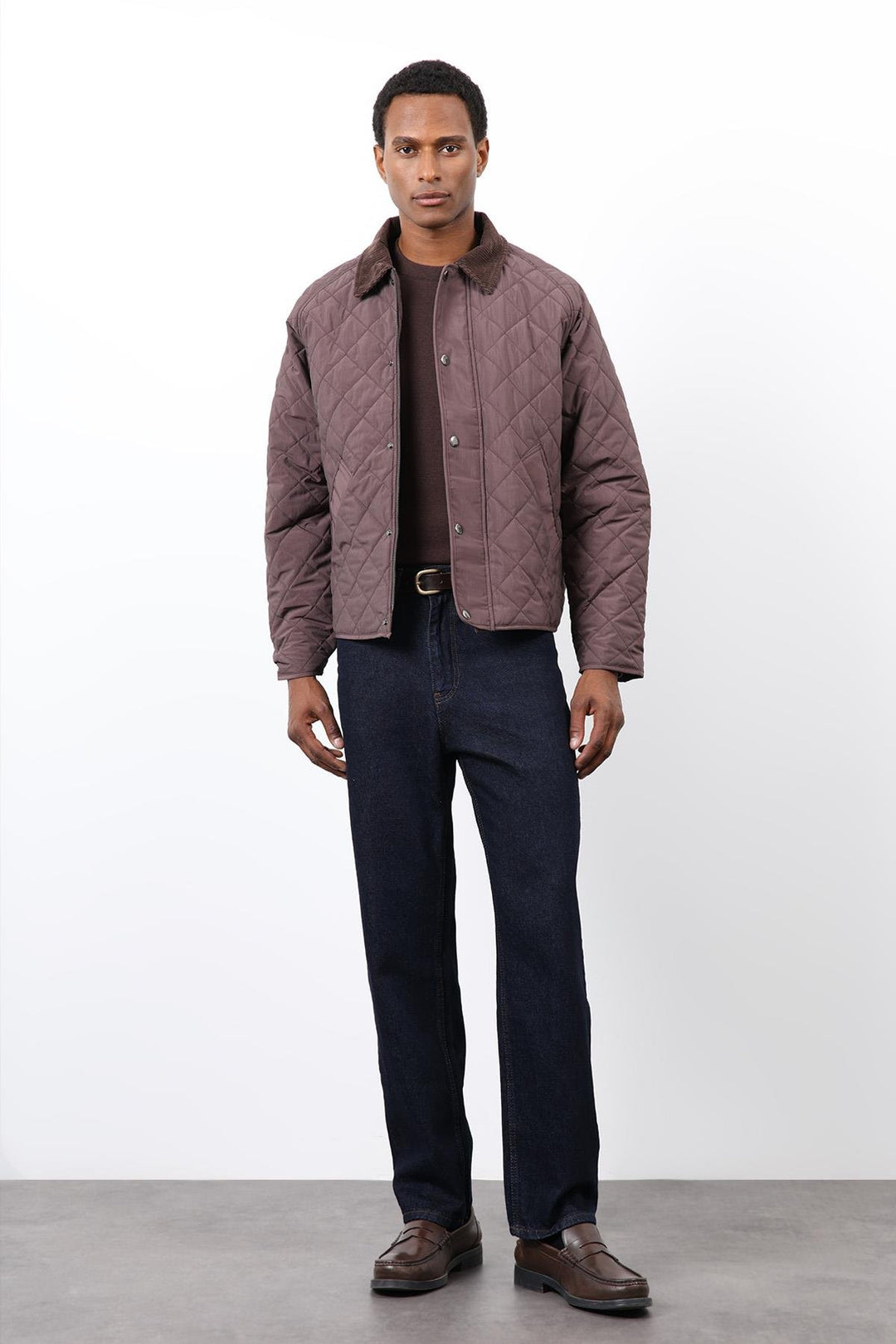 ANT Antioch Coffee Contrast Collar Baklava Pattern Men's Jacket - Marietta