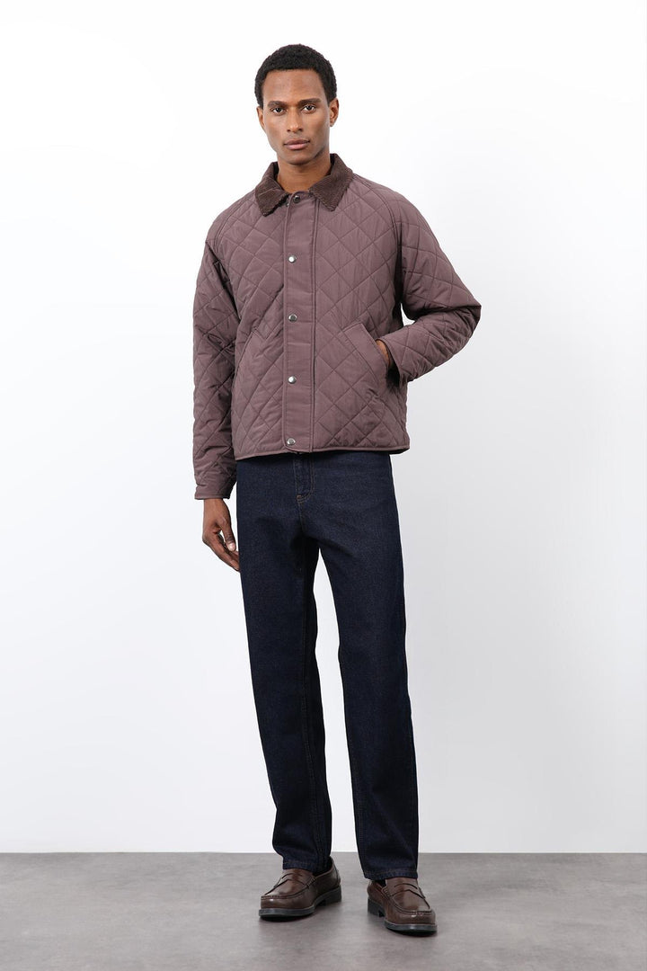 ANT Antioch Coffee Contrast Collar Baklava Pattern Men's Jacket - Marietta