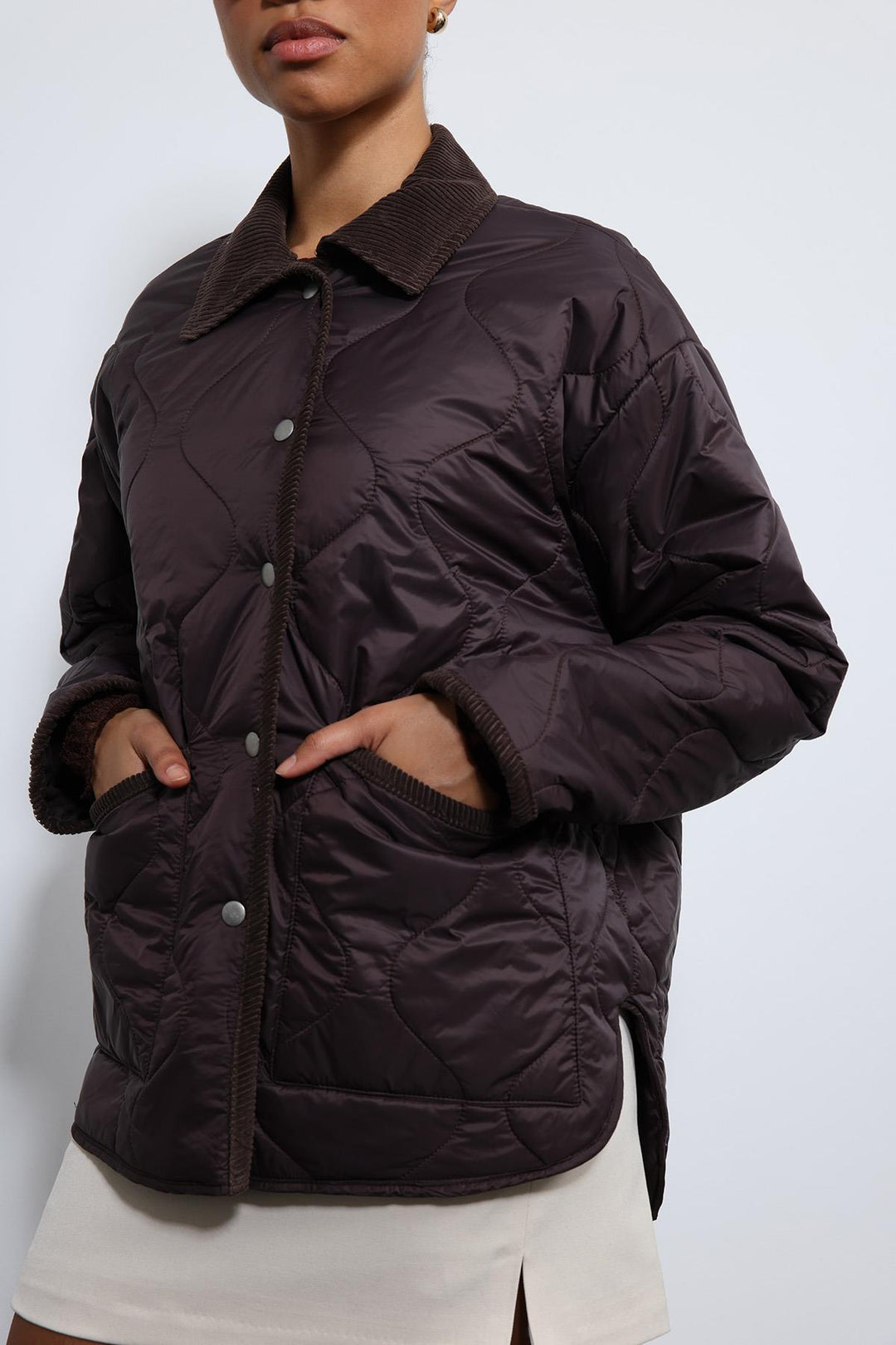 ANT Antioch Coffee Contrast Collar Patterned Coat - Catford