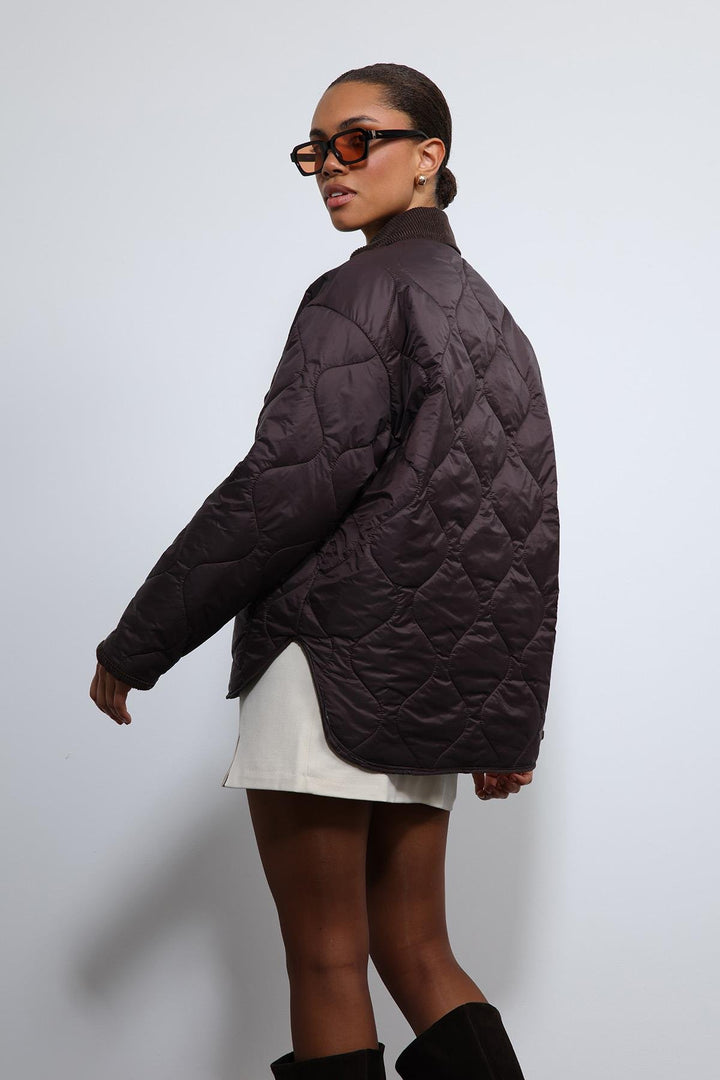 ANT Antioch Coffee Contrast Collar Patterned Coat - Catford