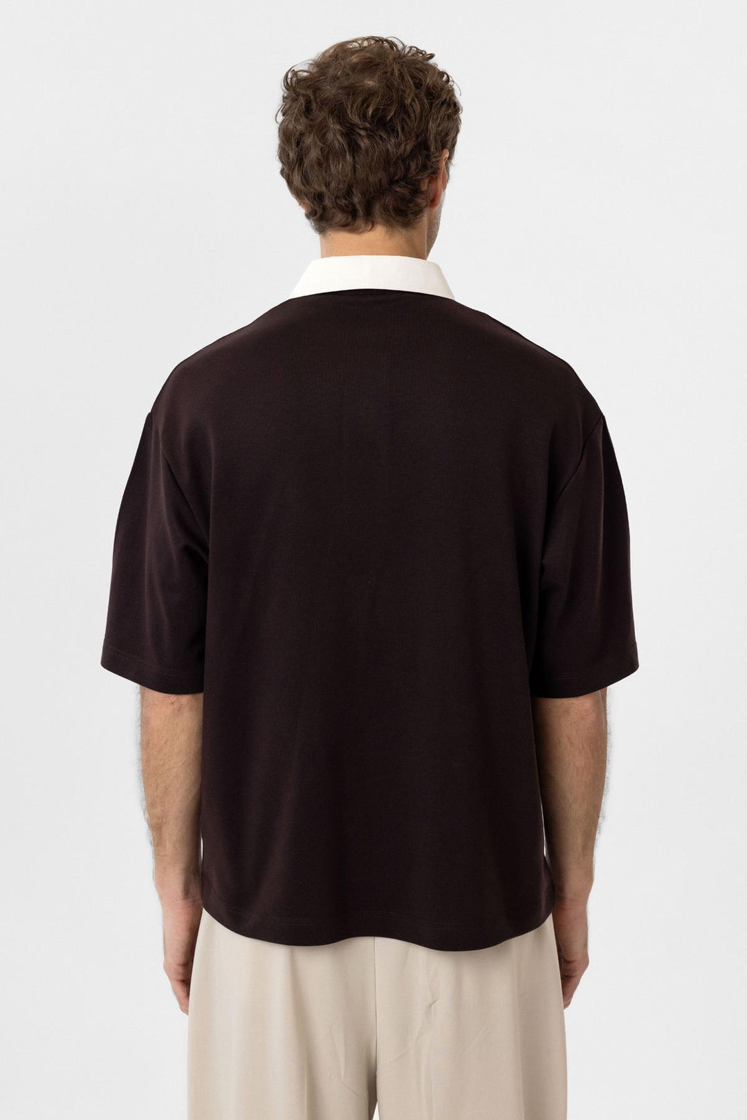 ANT Antioch Kahve Kontrast Yaka İnterlok Dokulu Erkek T-Shirt - San Nicolás de los Garza
