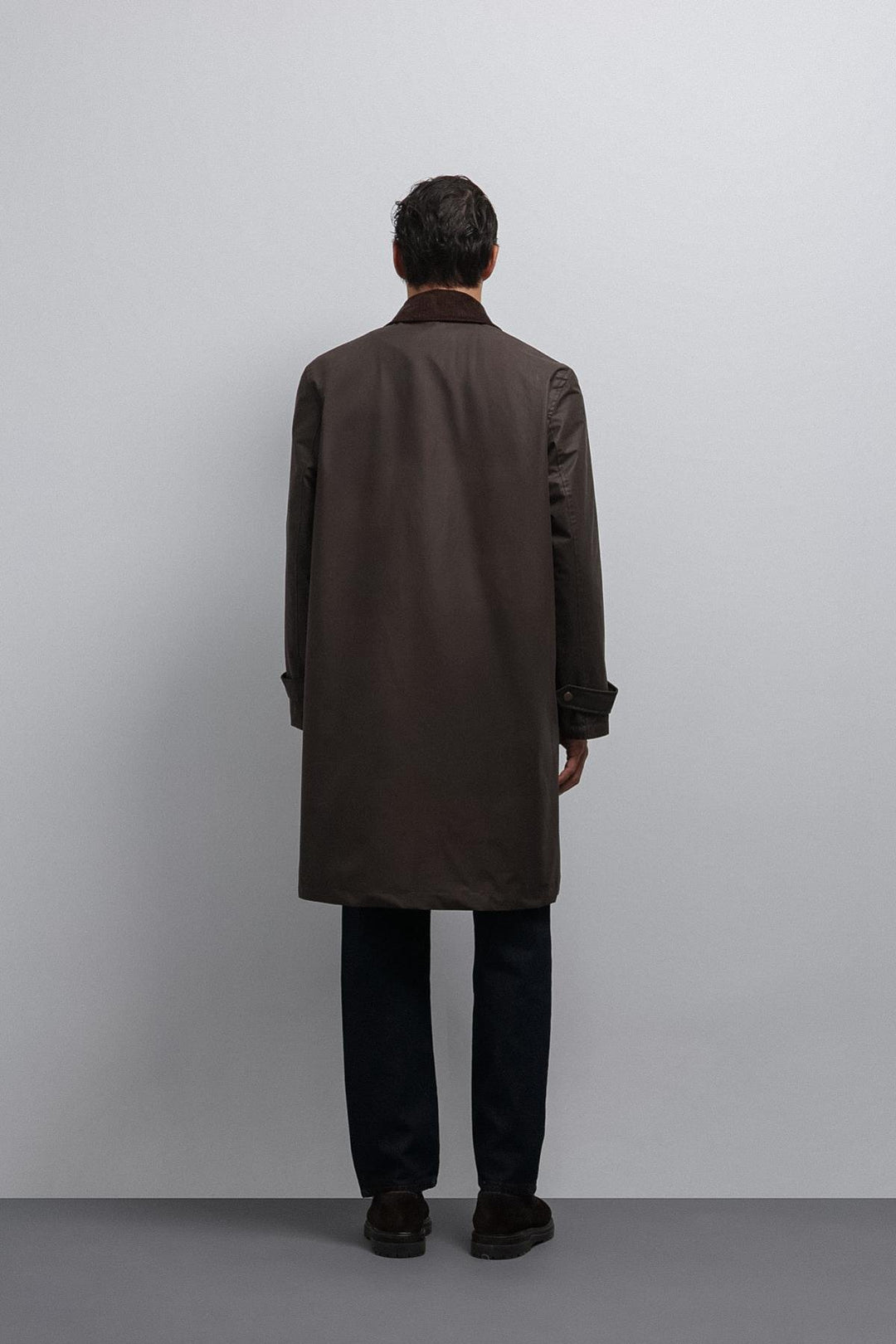 ANT Antioch Coffee Contrast Collar Technical Men's Trench Coat - Tartu