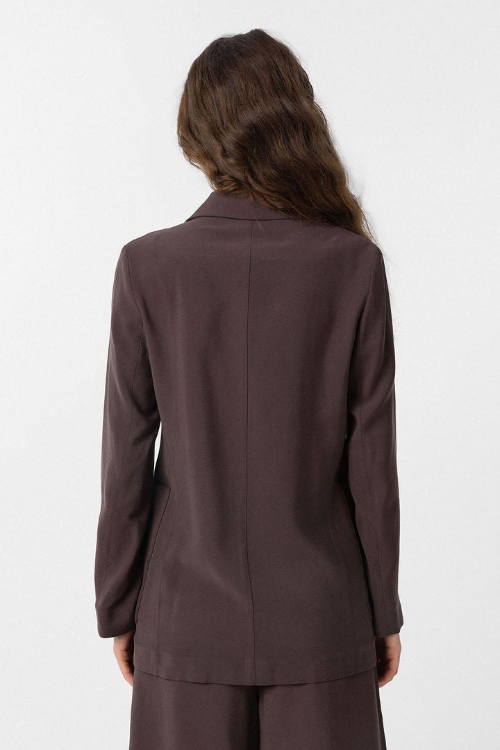 ANT Antioch Kahve Kruvaze Kadın Blazer Ceket - Assen