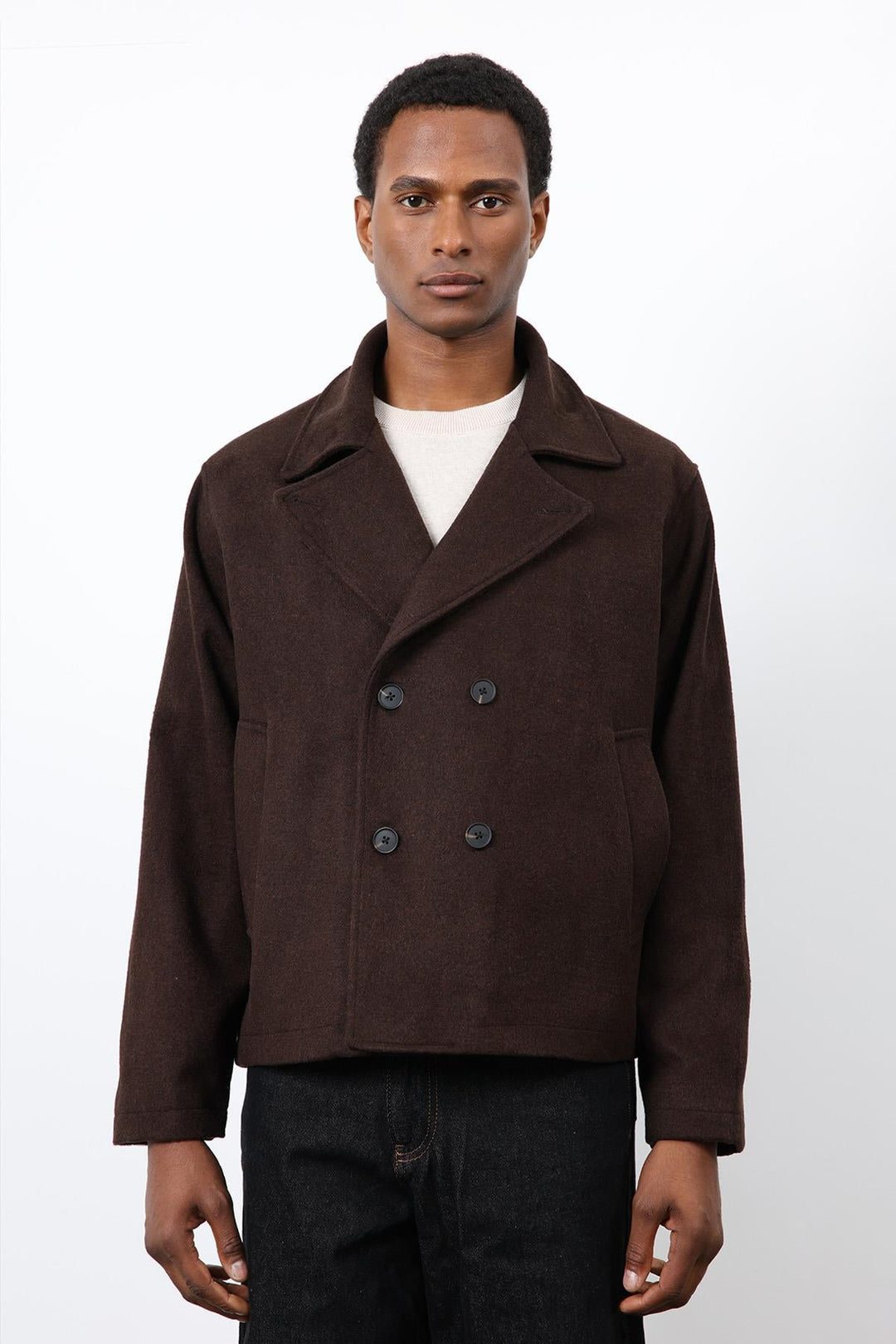 ANT Antioch Coffee Double-Breasted Short Men's Coat - Marion