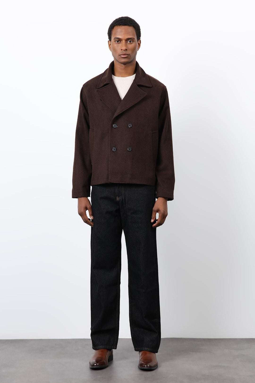 ANT Antioch Coffee Double-Breasted Short Men's Coat - Marion