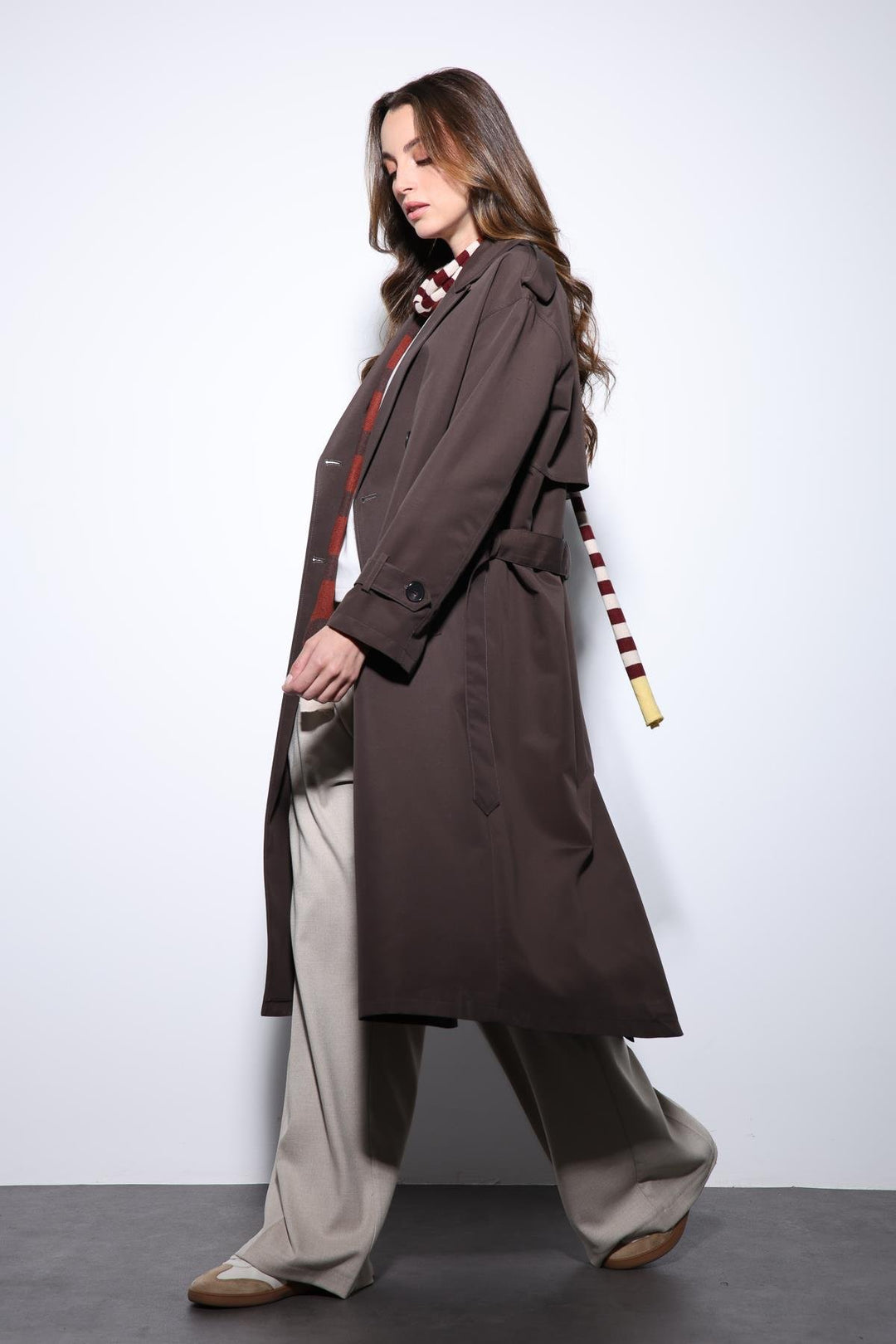 ANT Antioch Coffee Double-Breasted Belted Women's Trench Coat - East Providence